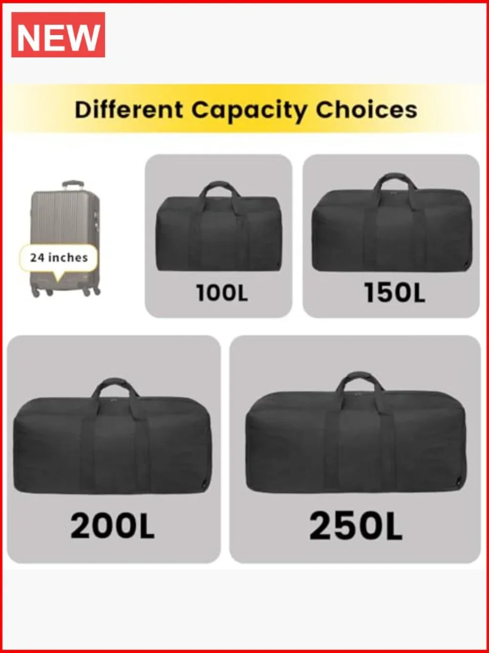 Extra Large 100L Duffle Bag for Travel - Foldable Weekender Overnight Camping
